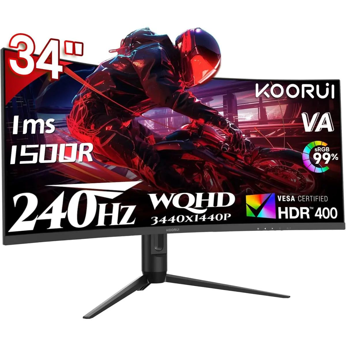 Koorui G3441XC 34" UWQHD 240Hz VA Curved Gaming Monitor