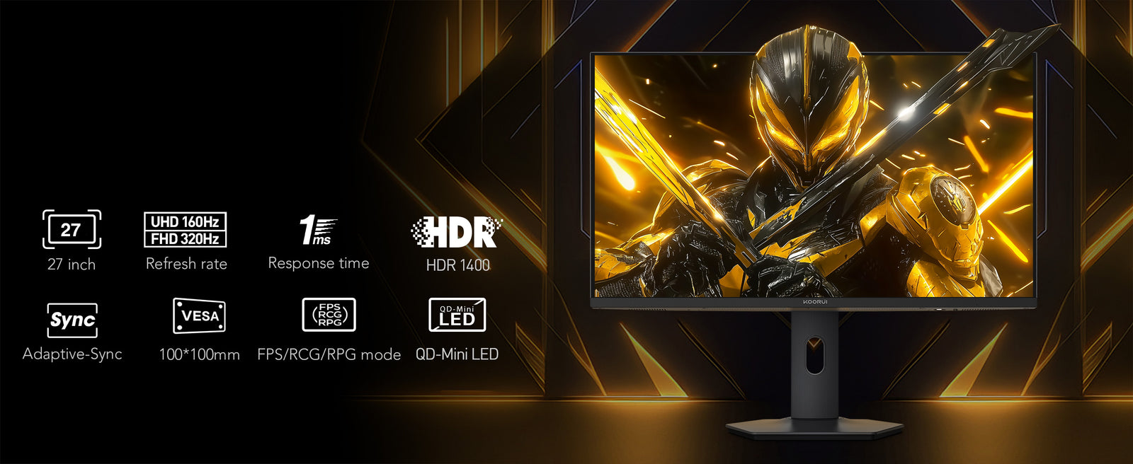Koorui S2741LM 27" 4K 160Hz Dual-Mode (320Hz FHD) Mini LED Gaming Monitor feature