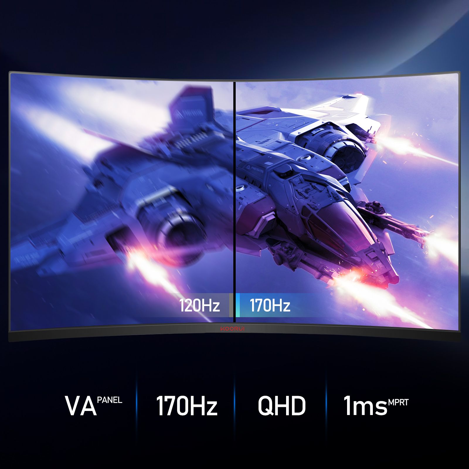 Koorui 32E6QC 31.5" QHD 170Hz VA Curved Gaming Monitor - Image 3