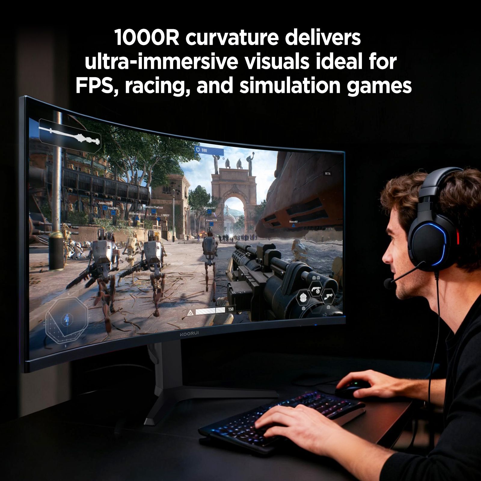 Koorui 34E6UC 34" UWQHD 165Hz VA Curved Gaming Monitor - Image 5