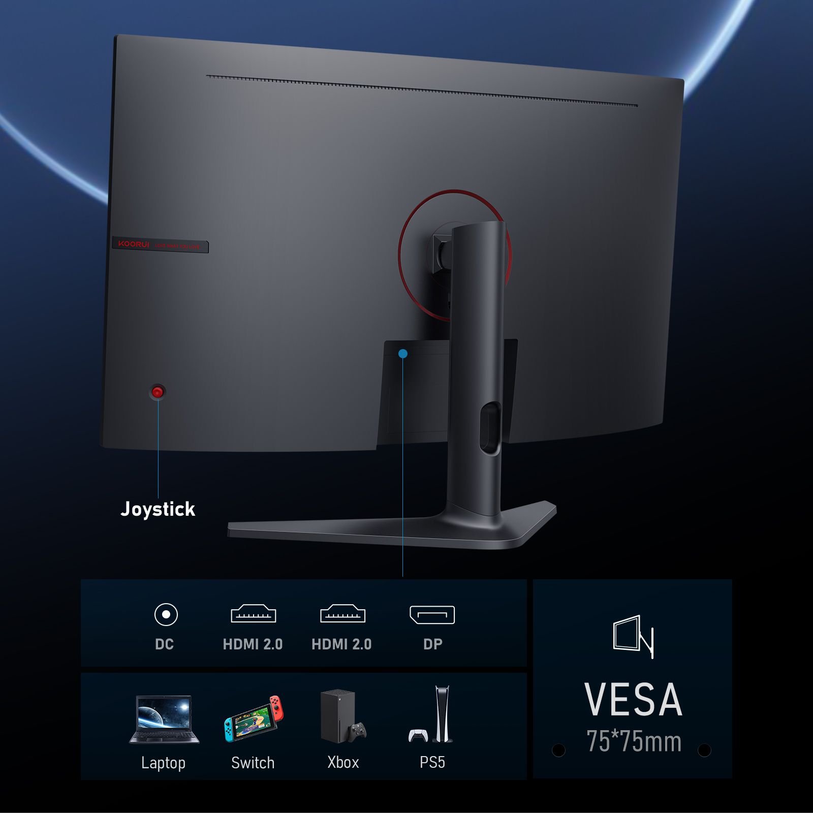Koorui 32E6QC 31.5" QHD 170Hz VA Curved Gaming Monitor - Image 5